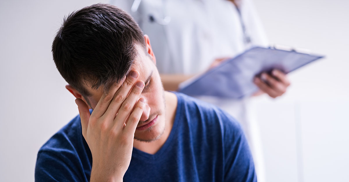 Male Patient With Headache In A Clinic; blog: 5 Depression Treatment Options